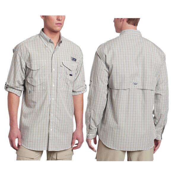 COLUMBIA Super Bonehead Roll Tab Sleeve Shirt Omni Shade Back Vent Plaid XL - Picture 1 of 13
